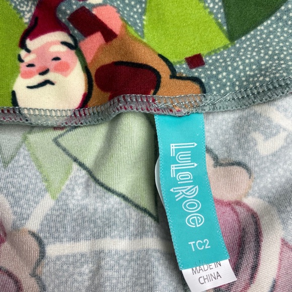 LuLaRoe TC2 Adult 18+ Holiday Leggings Santa Blue - Picture 2 of 8